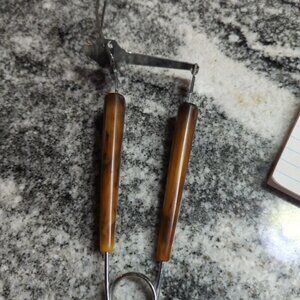 Vintage Retro Hostess Serverette Meat Fork Bakelite Handles Sliding Removal MCM